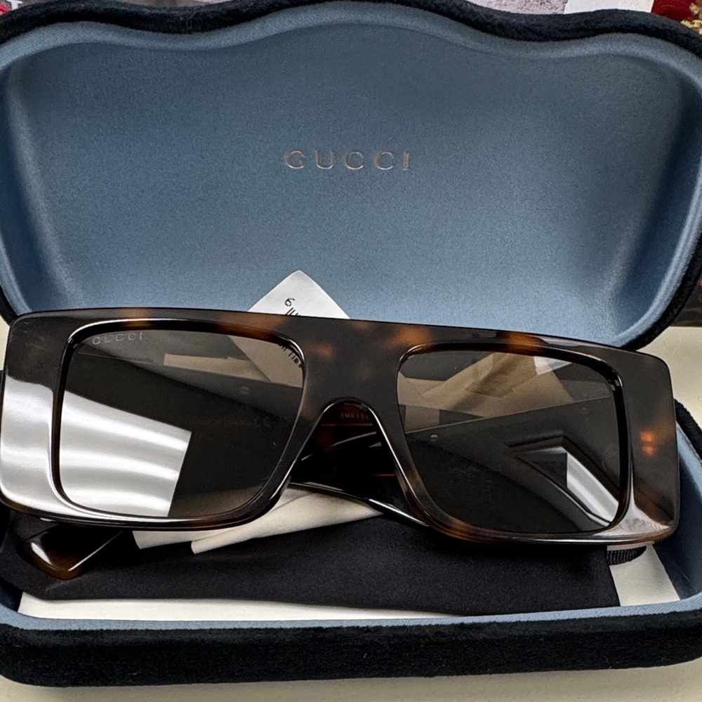 Gucci Brown Rectangular Sunglasses - image 1